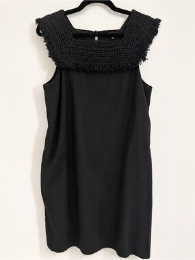 Madewell Sundream Black Sleeveless Shift Dress with Crochet Fringe and Pockets 8